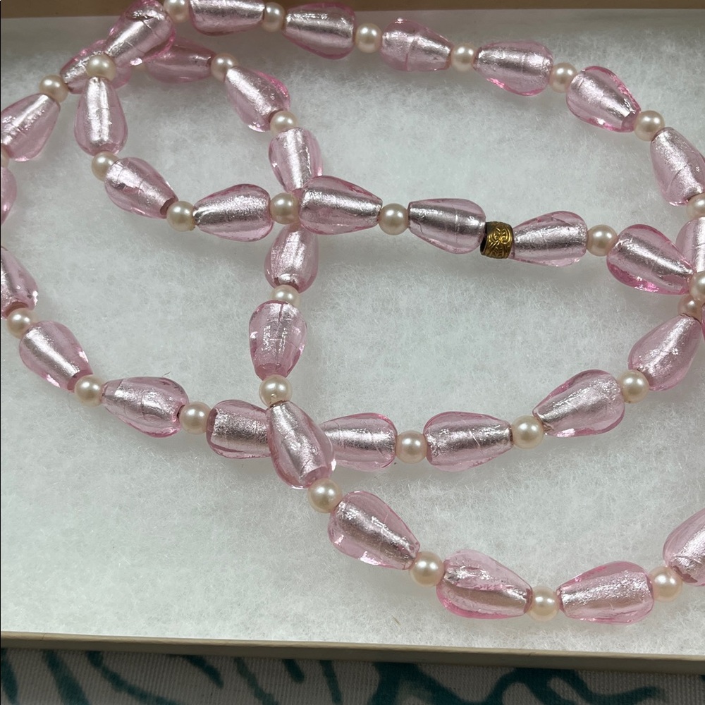 1960’s Pink Tinsel Glass Beads